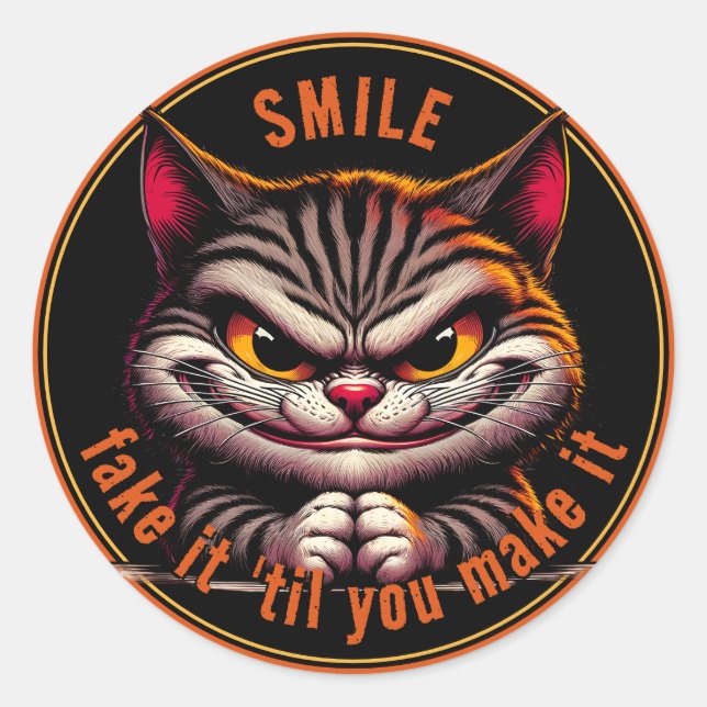 Adesivo Redondo Gato com atitude (Frente)