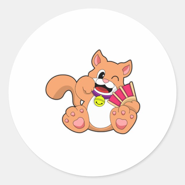 Adesivo Redondo Gato com Bell (Frente)