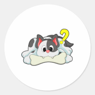 Adesivo Redondo Gato com Osso