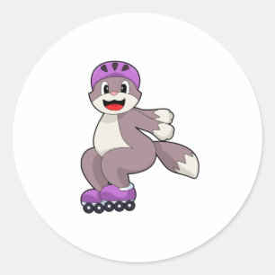 Adesivo Redondo Gato com skates