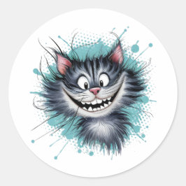 Adesivo Redondo Gato com sorriso.