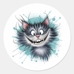 Adesivo Redondo Gato com sorriso.