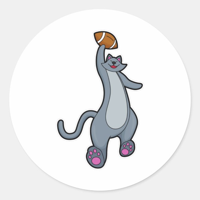 Adesivo Redondo Gato como jogador de futebol (Frente)