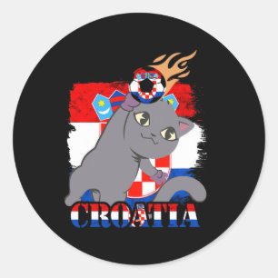 Adesivo Redondo Gato da Bandeira Croata Futebol Croata Raízes Croa