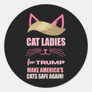 Adesivo Redondo Gato Damas por Trump Torna os Gatos Americanos Seg