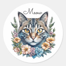 Gato de Aquarela Cuta com Flores