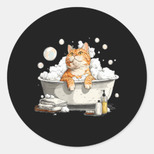 Adesivo Redondo Gato de Banho Incrível com Espuma de Banho e Bolha