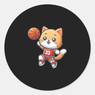 Adesivo Redondo Gato De Basquete No 33 Lay Up