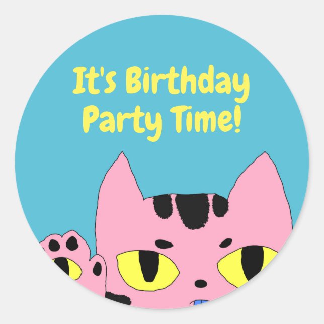 Adesivo Redondo Gato de bolso de alienígena (Frente)