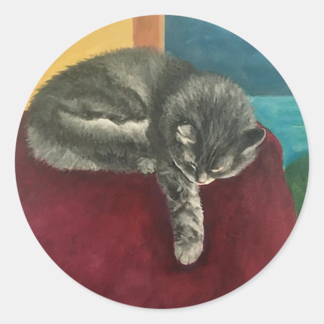 Adesivo Redondo Gato de conforto (Frente)