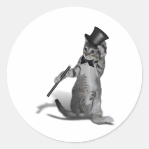 Adesivo Redondo Gato de dança