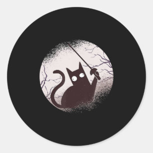 Adesivo Redondo Gato de esgrima de caça-esgrima de esgrima
