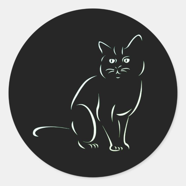 Adesivo Redondo Gato de Gatinho Branco (Frente)