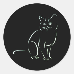 Adesivo Redondo Gato de Gatinho Branco