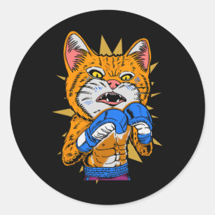 Adesivo Redondo Gato De Gato De Boxin Gama Boxer Gama Boxer Engraç