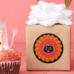 Adesivo Redondo Gato de Gato de Halloween