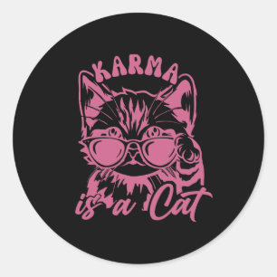 Adesivo Redondo Gato De Gato Engraçado E Bonito É Karma