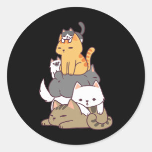 Adesivo Redondo Gato De Gato Engraçado Gato Bonito Dom T Shi