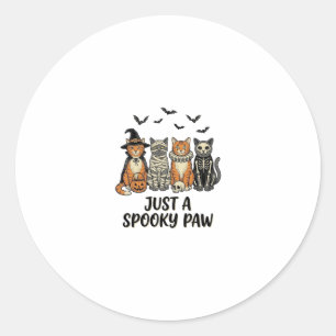 Adesivo Redondo Gato de Halloween Spooky Paw Camisa Vintage Design