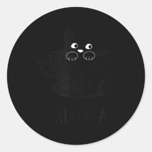 Adesivo Redondo Gato De KitTea, Gato De Lover E Gato Negro Diverti