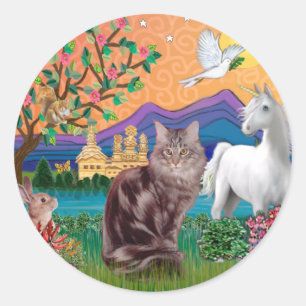 Adesivo Redondo Gato de Maine Coon - Terra da Fantasia