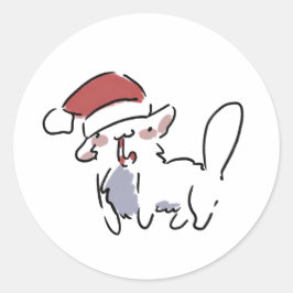 Adesivo Redondo Gato de Natal
