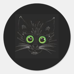 Adesivo Redondo Gato De Olhos Verdes Sorridentes