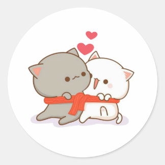 Adesivo Redondo Gato de Pêssego de Mochi Cugado