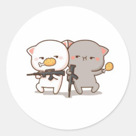 Adesivo Redondo Gato de Pêssego de Mochi Cugado
