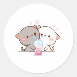 Adesivo Redondo Gato de Pêssego de Mochi Cugado