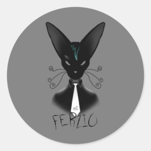 Adesivo Redondo Gato de Punk sofisticado
