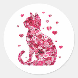 Adesivo Redondo Gato de Rosas
