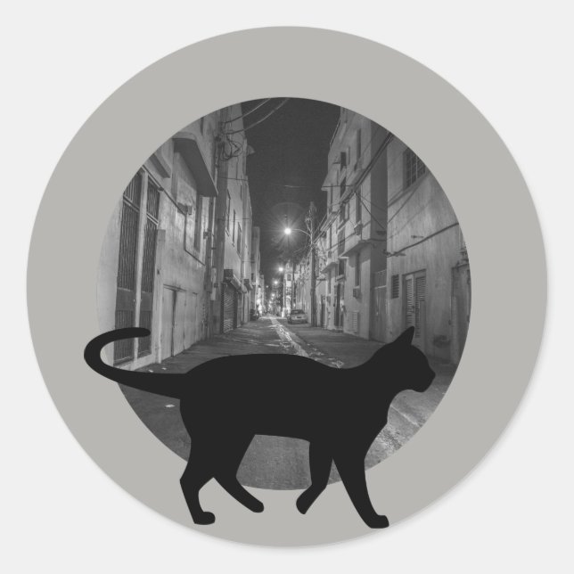 Adesivo Redondo gato de rua (Frente)