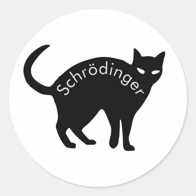 Adesivo Redondo Gato de Schrödinger (Frente)