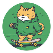 Gato De Skate Engraçado No Skateboard