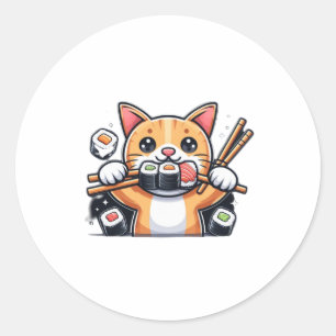 Adesivo Redondo Gato de sushi 1