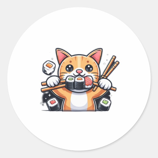 Adesivo Redondo Gato de sushi 1 (Frente)