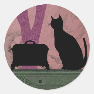 Adesivo Redondo Gato de Suzanne em Lilac - Stickers