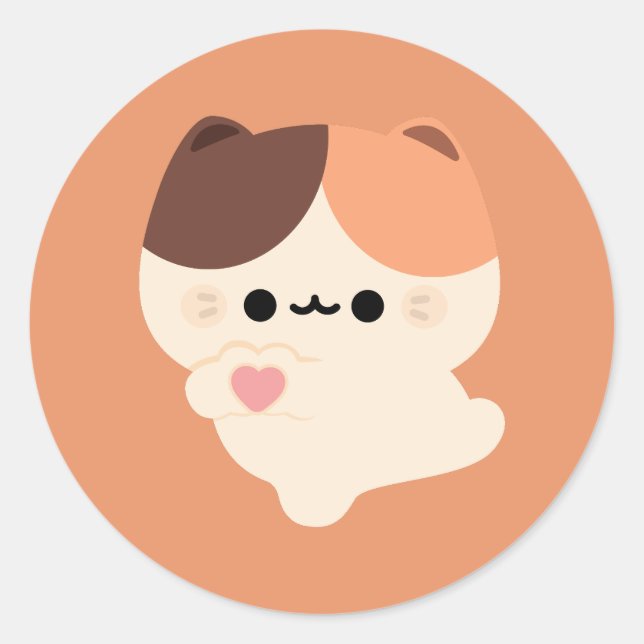 Adesivo Redondo Gato de Torta de Amor Bonito (Frente)