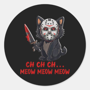 Adesivo Redondo Gato Divertido Animal Filme Terror Gatinho Miau O