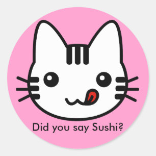 Adesivo Redondo Gato do sushi