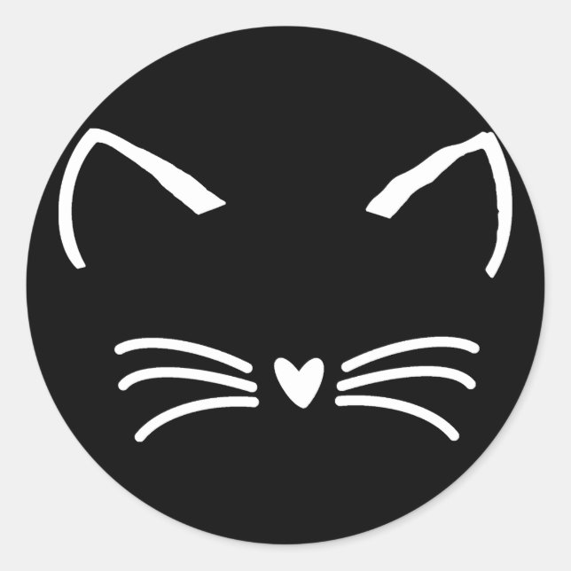 Adesivo Redondo Gato Doce Gatinho Face (Frente)