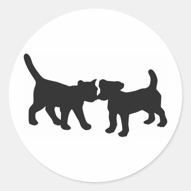 Adesivo Redondo gato e cão (Frente)