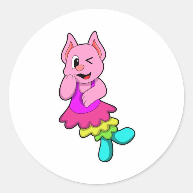 Adesivo Redondo Gato em dança com saia (Frente)