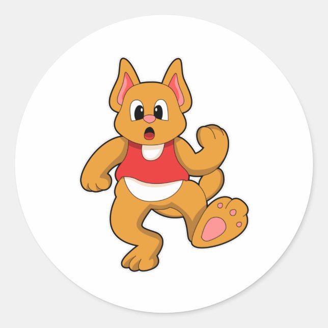 Adesivo Redondo Gato em Execução (Frente)