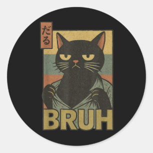 Adesivo Redondo Gato Engraçado Bruh Adolescente Garotas Homens Mem