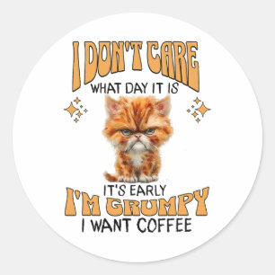 Adesivo Redondo Gato Engraçado Café Engraçado Sobre Sarcasmo Quero