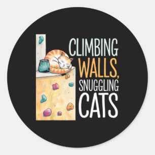 Adesivo Redondo Gato Engraçado de Bouldering – Escalada e Amante d