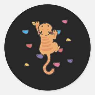 Adesivo Redondo Gato Engraçado Escalador Escalada Cute Bouldering
