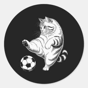 Adesivo Redondo Gato Engraçado Futebol Ll Gráfico 